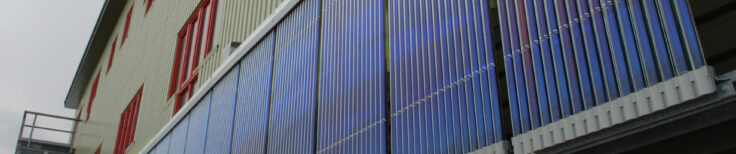 Solar panels on New Bransfield House at Rothera Research Station, Antarctica