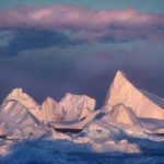 Sculptured icebergs grounded in North Bay, Rothera Point, Adelaide Island.