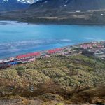 Aerial view of the buildings at King Edward Point, South Georgia. The purpose built facilities include the accommodation building, Everson House and the James Cook Laboratory. Research is carried out to assist in the sustainable management of the commercial fisheries around South Georgia.