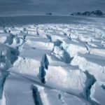 Eureka Glacier showing pronounced crevassing in the glacier as it discharges into George VI Sound.