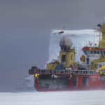 A large ship in the water.