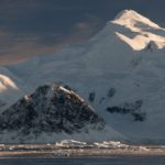 A view of a snow covered mountain.