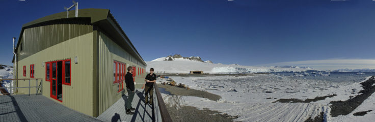 The new Bransfield House balcony at Rothera Research Station, Antarctica.
