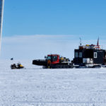 A large ship in the snow.