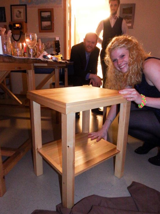 The home-made coffee table gifted to Sian on Midwinter's Day