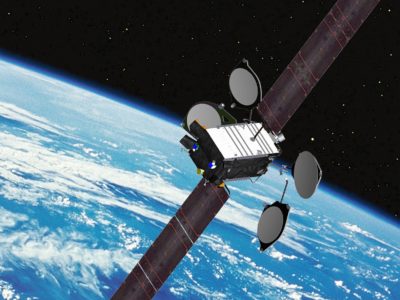 A satellite in orbit above the Earth
