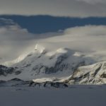 A snow covered mountain.