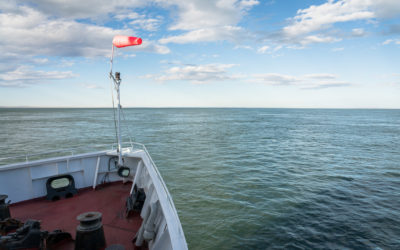 A boat on a body of water.