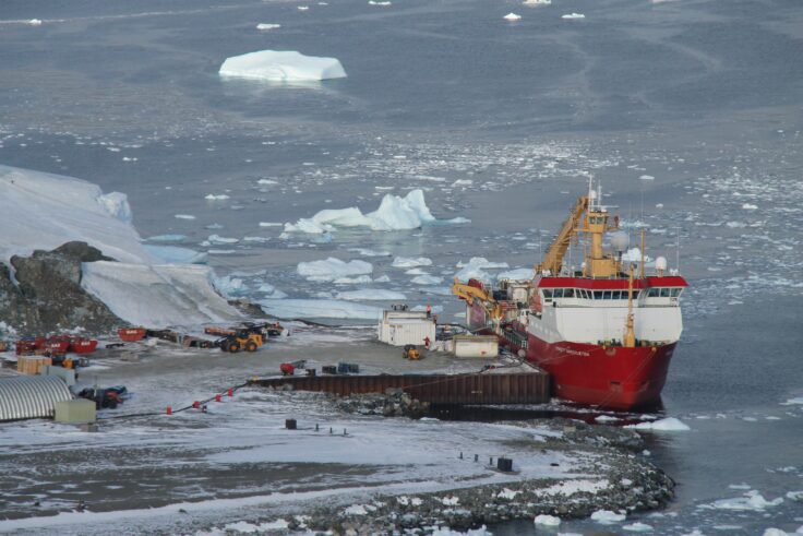 A large ship in the water